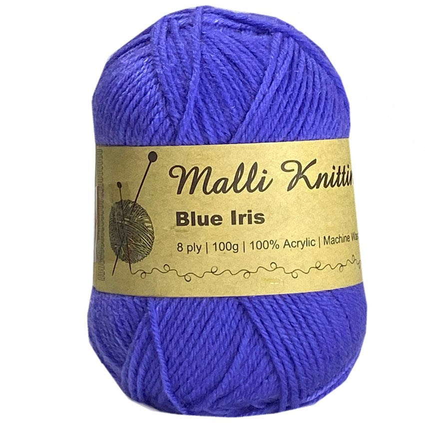 Malli Knitting 100g Acrylic Yarn - Blue Iris