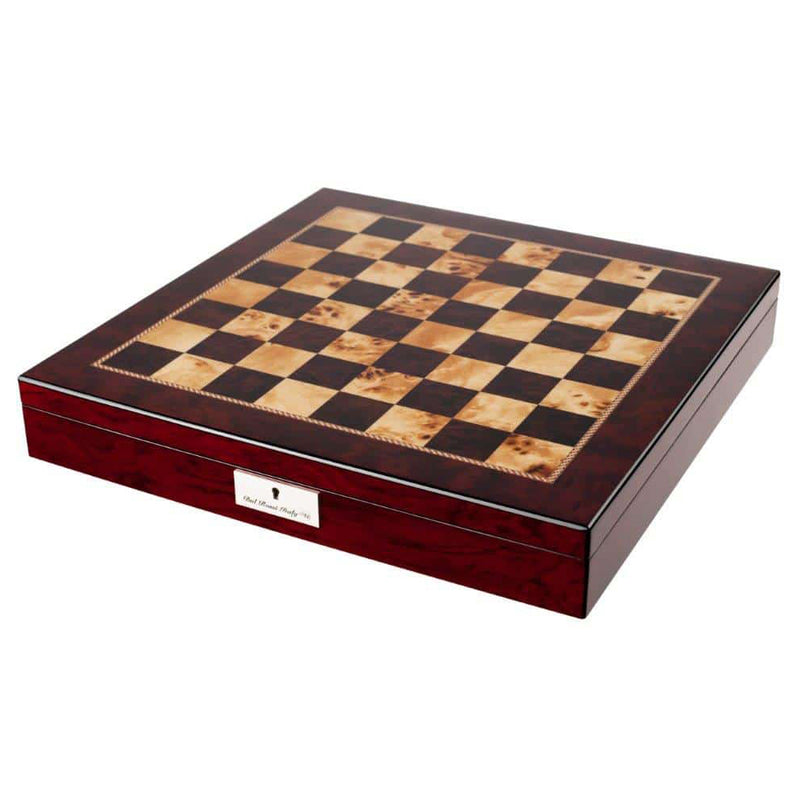 Dal Rossi Italy Gold & Silver Chess Set on a 20" Mahogany Finish Board with Compartments