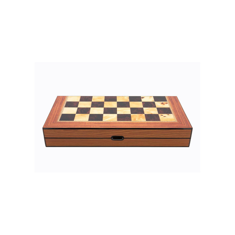 Dal Rossi Italy Ivory & Brown Chess Set on a 16" Walnut Finish Folding Board