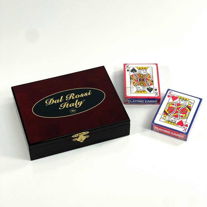 Dal Rossi Wooden Card Box with 2 Decks of Playing Cards