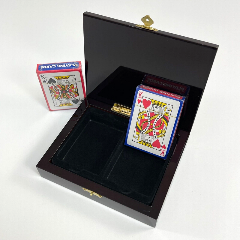 Dal Rossi Wooden Card Box with 2 Decks of Playing Cards