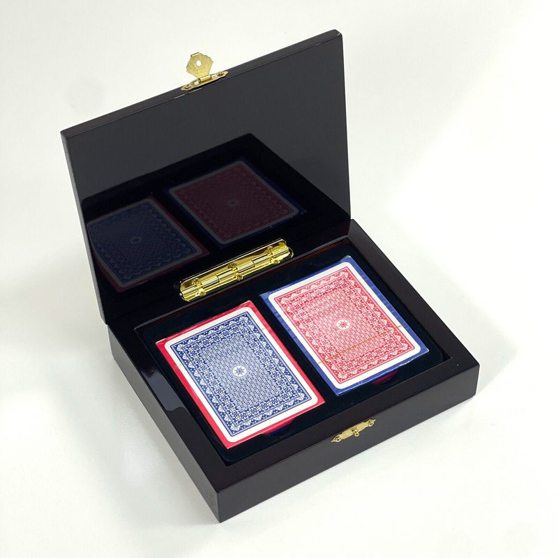 Dal Rossi Wooden Card Box with 2 Decks of Playing Cards