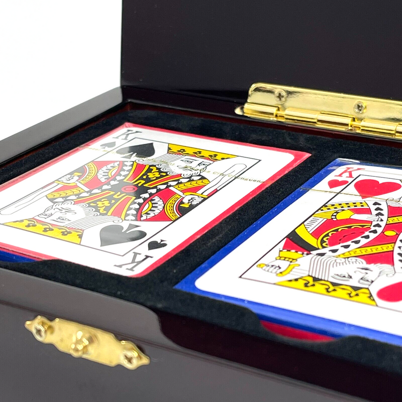 Dal Rossi Wooden Card Box with 2 Decks of Playing Cards