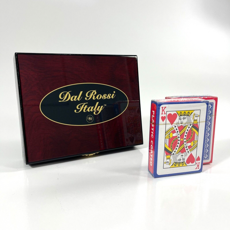 Dal Rossi Wooden Card Box with 2 Decks of Playing Cards