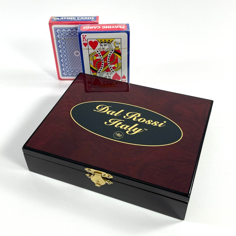 Dal Rossi Wooden Card Box with 2 Decks of Playing Cards