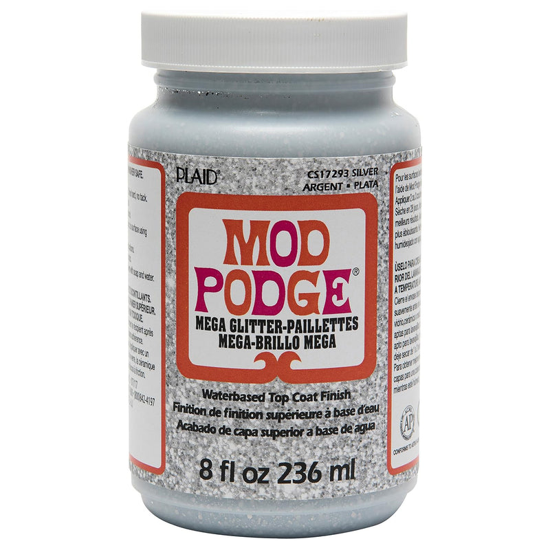 Plaid Mod Podge Mega Glitter Silver Sealer, Glue and Finish 236ml