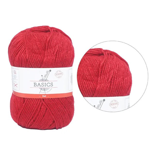 Malli Knitting Super Blend 100g Acrylic Yarn - Red