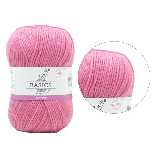 Malli Knitting Super Blend 100g Acrylic Yarn - Dusty Pink