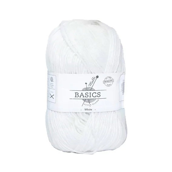 Malli Knitting Super Blend 100g Acrylic Yarn - White