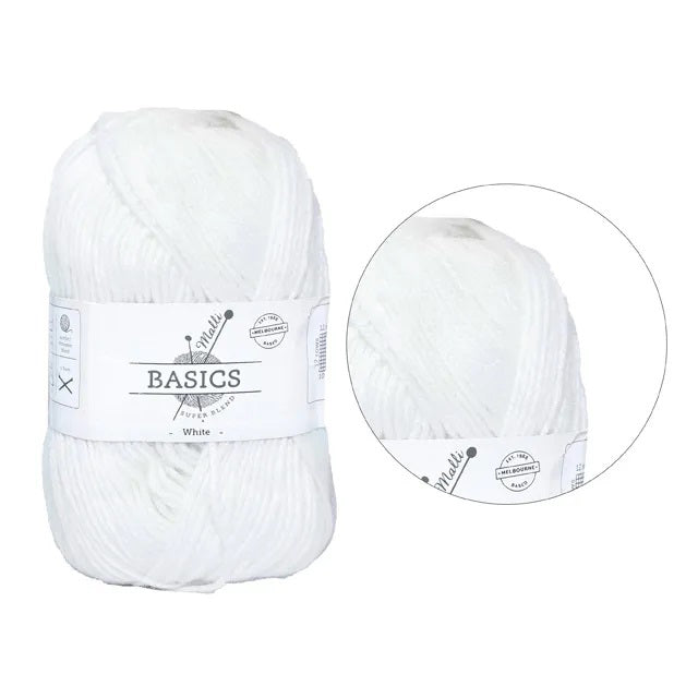 Malli Knitting Super Blend 100g Acrylic Yarn - White