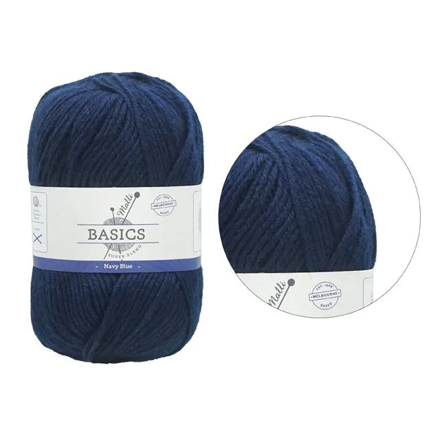 Malli Knitting Super Blend 100g Acrylic Yarn - Navy Blue