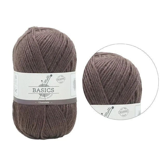 Malli Knitting Super Blend 100g Acrylic Yarn - Chocolate