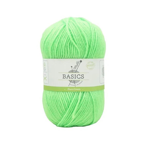 Malli Knitting Super Blend 100g Acrylic Yarn - Fluro Green