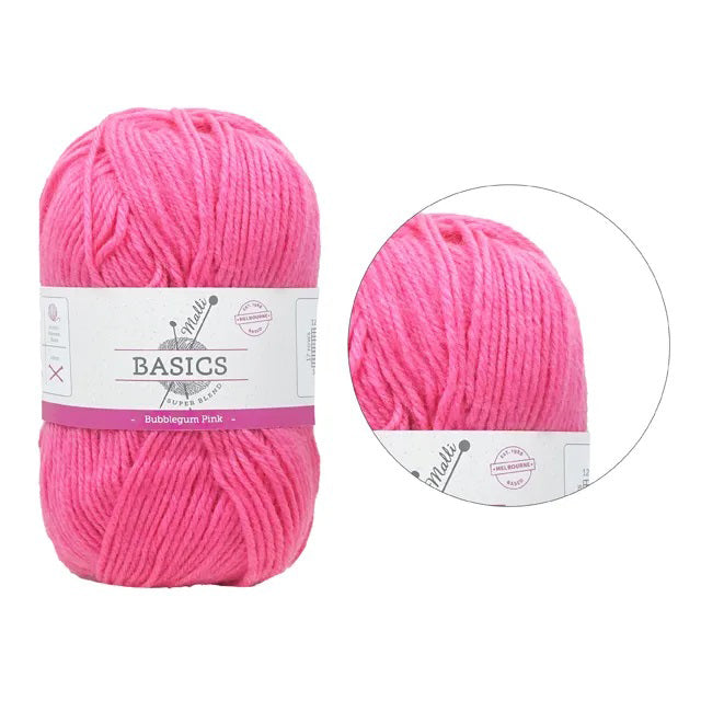 Malli Knitting Super Blend 100g Acrylic Yarn - Bubblegum Pink