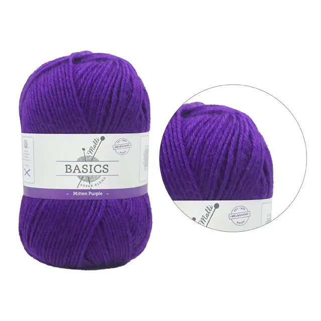 Malli Knitting Super Blend 100g Acrylic Yarn - Mitten Purple