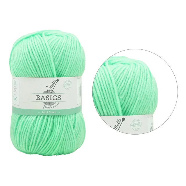 Malli Knitting Super Blend 100g Acrylic Yarn - Mint Green