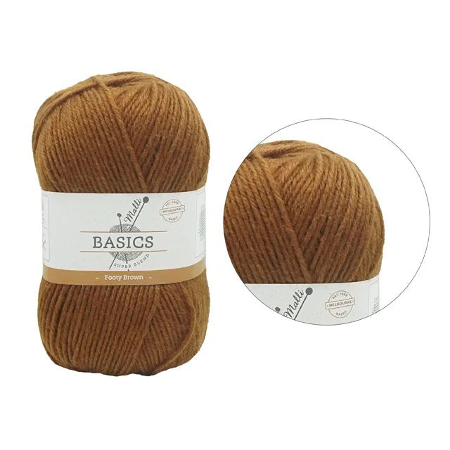 Malli Knitting Super Blend 100g Acrylic Yarn - Footy Brown