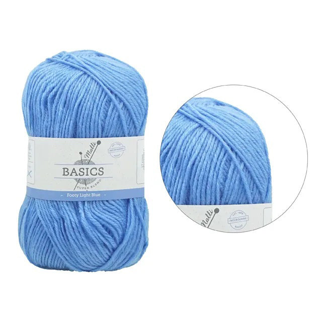 Malli Knitting Super Blend 100g Acrylic Yarn - Footy Light Blue