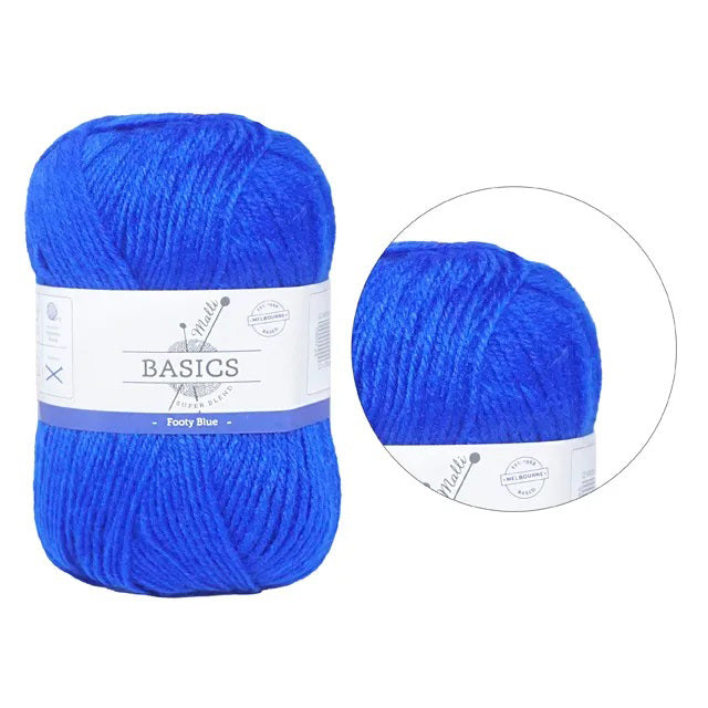 Malli Knitting Super Blend 100g Acrylic Yarn - Footy Blue