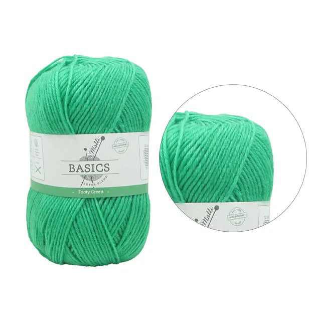 Malli Knitting Super Blend 100g Acrylic Yarn - Footy Green