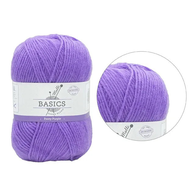 Malli Knitting Super Blend 100g Acrylic Yarn - Footy Purple