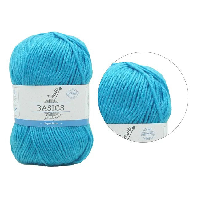 Malli Knitting Super Blend 100g Acrylic Yarn - Aqua Blue