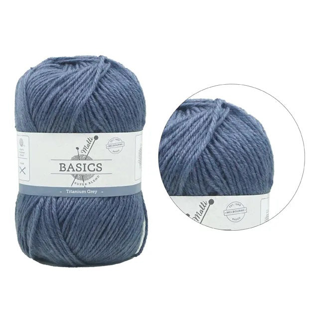 Malli Knitting Super Blend 100g Acrylic Yarn - Titanium Grey