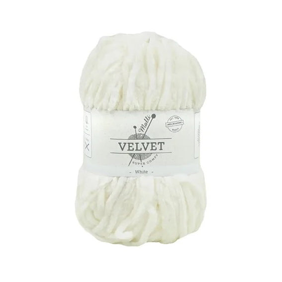 Malli Knitting Super Comfy 100g Velvet Yarn - White