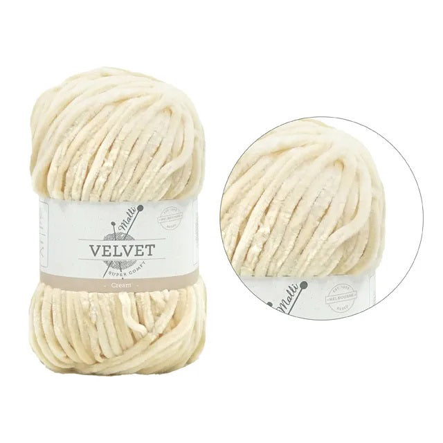 Malli Knitting Super Comfy 100g Velvet Yarn - Cream