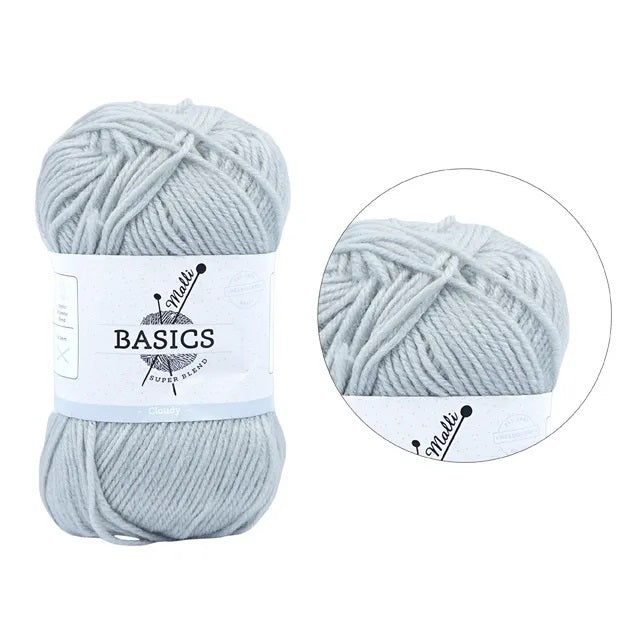 Malli Knitting Super Blend 100g Acrylic Yarn - Cloudy