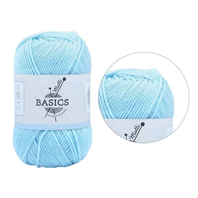 Malli Knitting Super Blend 100g Acrylic Yarn - Arctic