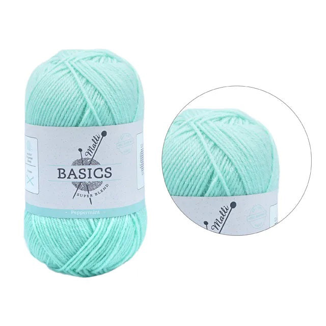 Malli Knitting Super Blend 100g Acrylic Yarn - Peppermint