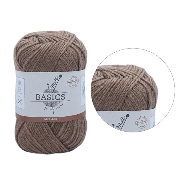 Malli Knitting Super Blend 100g Acrylic Yarn - Cafe Latte