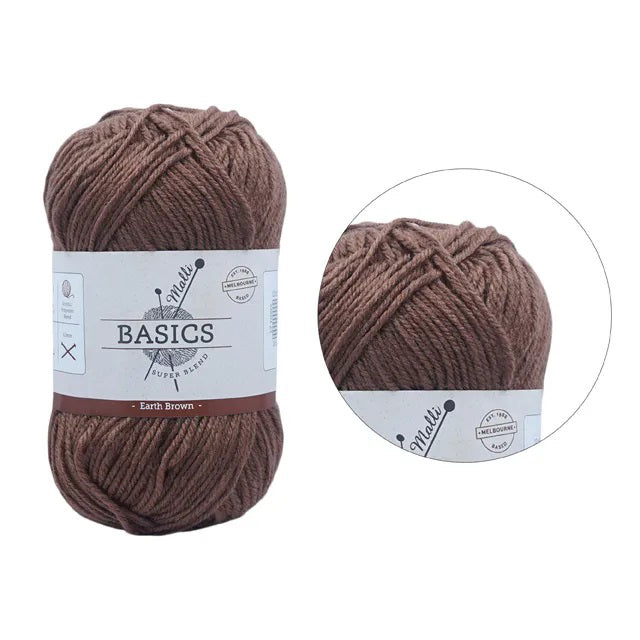 Malli Knitting Super Blend 100g Acrylic Yarn - Earth Brown