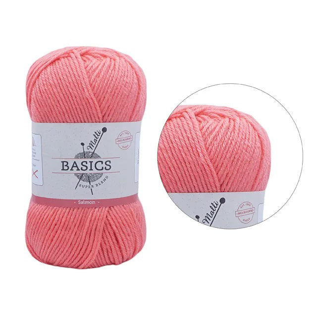 Malli Knitting Super Blend 100g Acrylic Yarn - Salmon