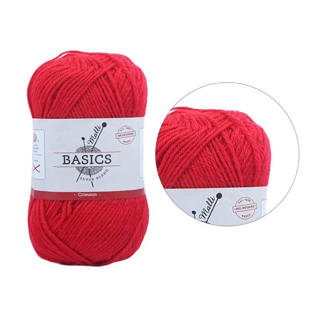 Malli Knitting Super Blend 100g Acrylic Yarn - Crimson