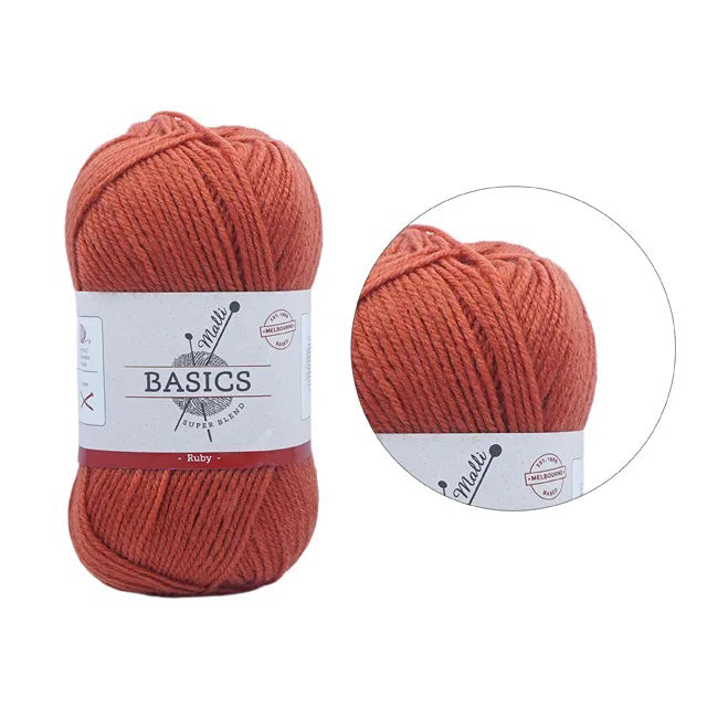 Malli Knitting Super Blend 100g Acrylic Yarn - Ruby