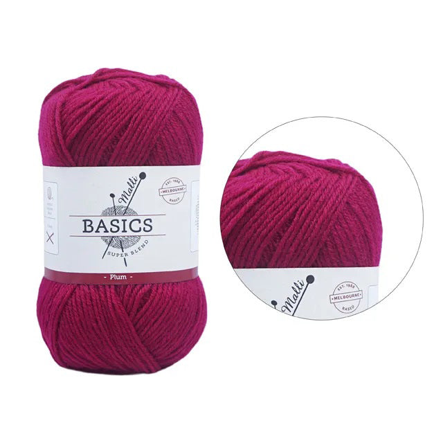 Malli Knitting Super Blend 100g Acrylic Yarn - Plum