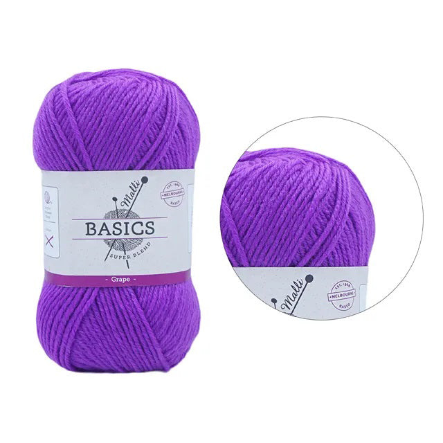 Malli Knitting Super Blend 100g Acrylic Yarn - Grape