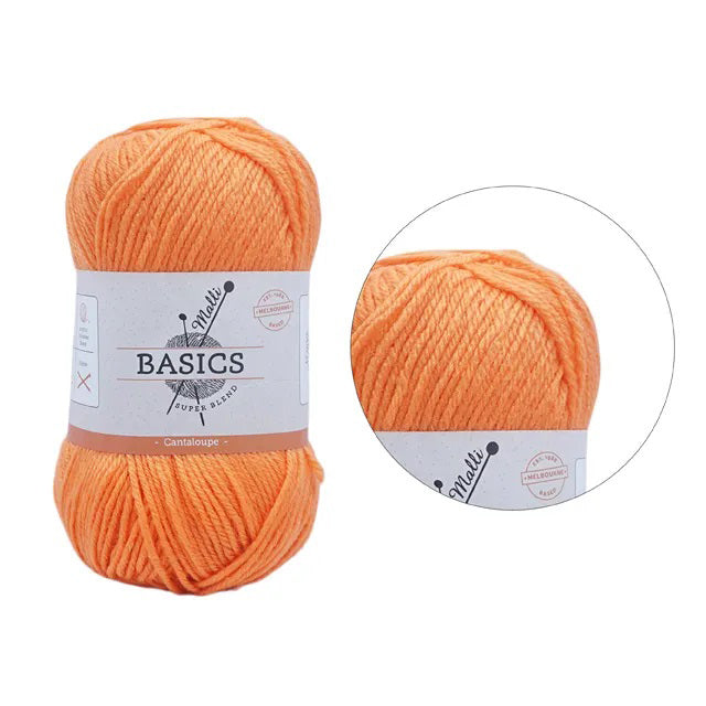 Malli Knitting Super Blend 100g Acrylic Yarn - Cantaloupe