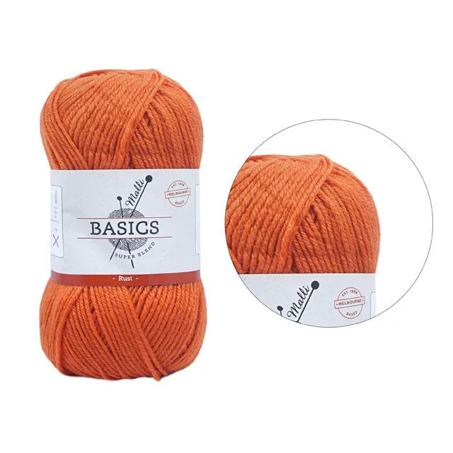 Malli Knitting Super Blend 100g Acrylic Yarn - Rust