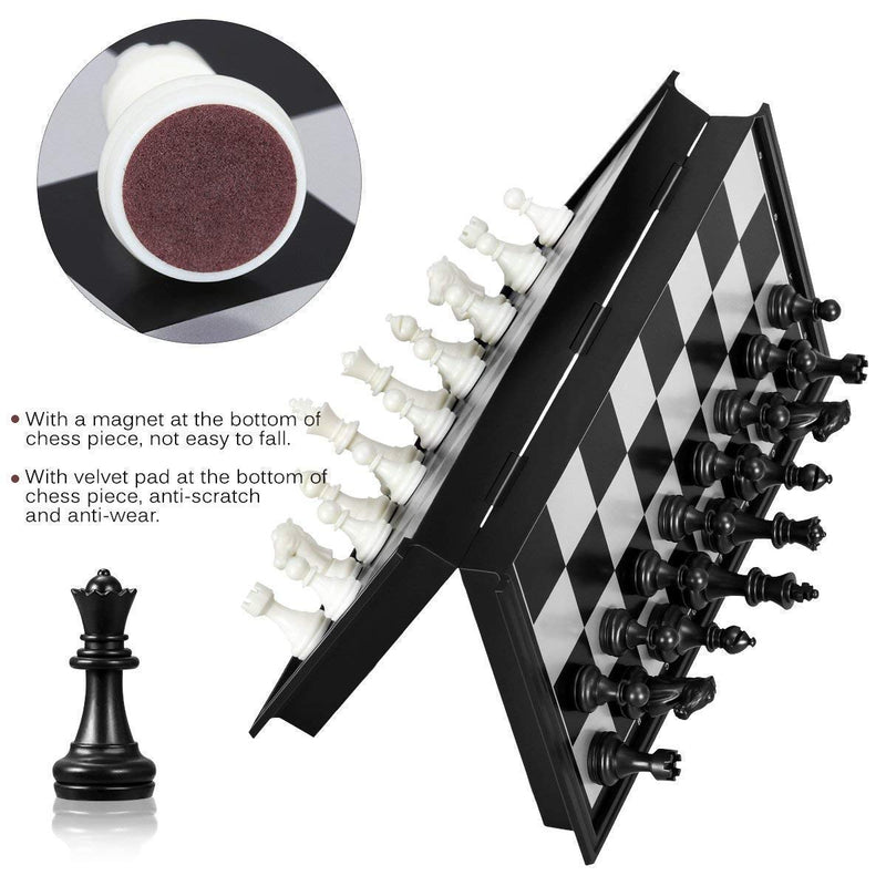 White & Black Chess Set on a 10" Magnetic Folding Board