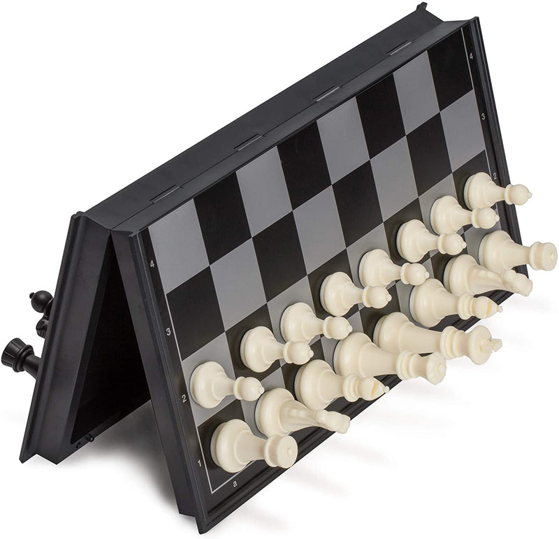 White & Black Chess Set on a 10" Magnetic Folding Board