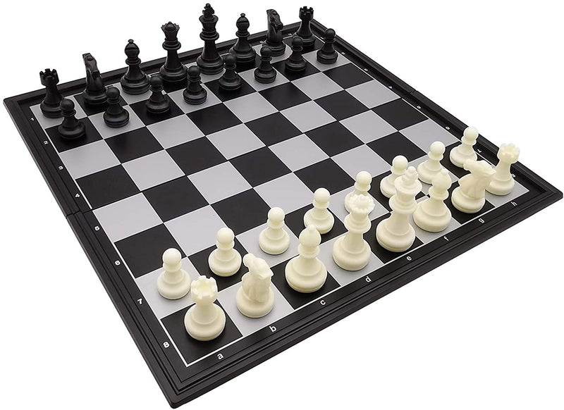 White & Black Chess Set on a 10" Magnetic Folding Board