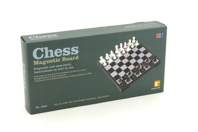 White & Black Chess Set on a 10" Magnetic Folding Board