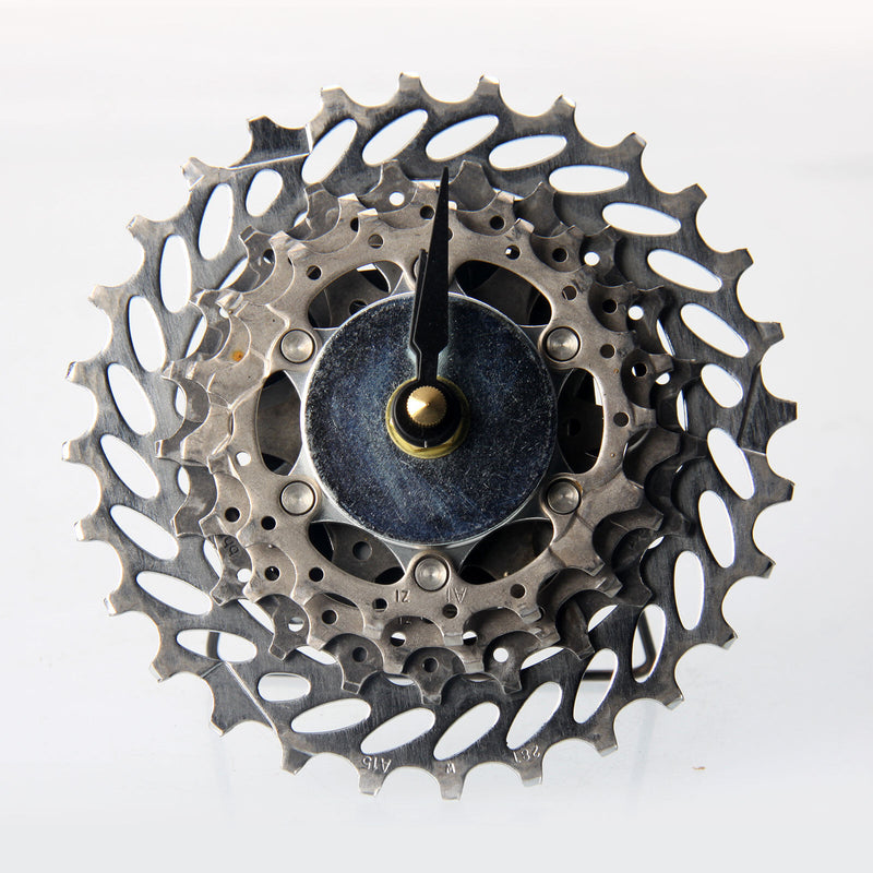 Handmade Clock - Industrial Bicycle Cassette Gear Desk Clock Made from Recycled Parts