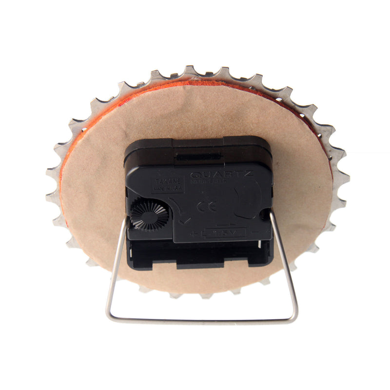 Handmade Clock - Orange Bicycle Cassette Gear Desk Clock Made from Recycled Parts