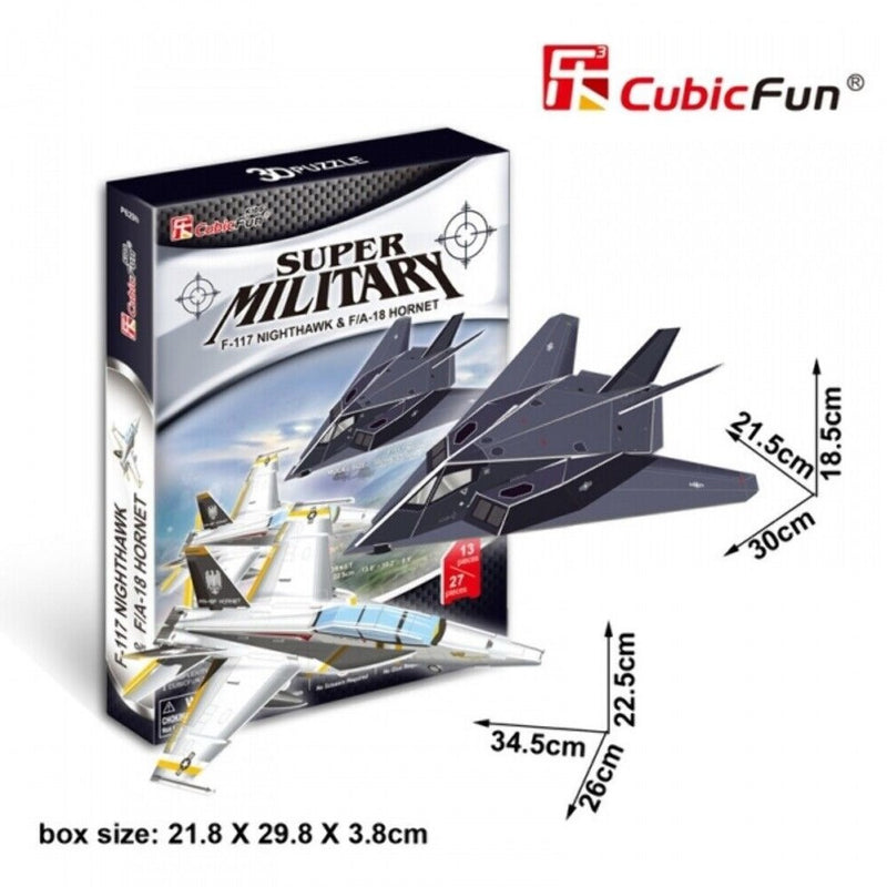 Cubic Fun F-117 Nighthawk & F/A-18 Hornet Planes 3D Puzzle Model Building Kit