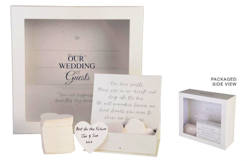 Landmark Wedding Guest Book Drop Box + 80 Heart Cards