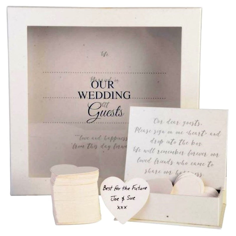 Landmark Wedding Guest Book Drop Box + 80 Heart Cards